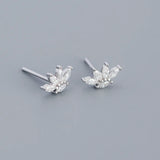 925 Silver Princess Crown Stud Earrings Wedding Jewelry
