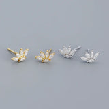 925 Silver Princess Crown Stud Earrings Wedding Jewelry