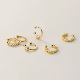 925 Silver Punk Wave Zircon Ear Clips Earrings Women Ear Cuff Golden Jewelry