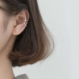 925 Silver Punk Wave Zircon Ear Clips Earrings Women Ear Cuff Golden Jewelry