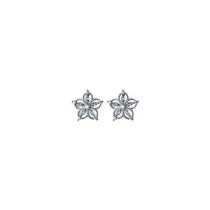 925 Silver Romantic Zircon Flower Stud Earrings Women Wedding Jewelry