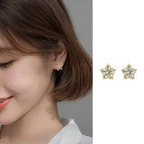 925 Silver Romantic Zircon Flower Stud Earrings Women Wedding Jewelry