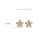 925 Silver Romantic Zircon Flower Stud Earrings Women Wedding Jewelry