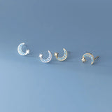 925 Silver Romantic Zircon Star Moon Stud Earrings