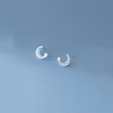 925 Silver Romantic Zircon Star Moon Stud Earrings