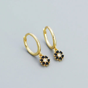 925 Silver Zircon Floral Drop Earrings for Women Wedding Jewelry