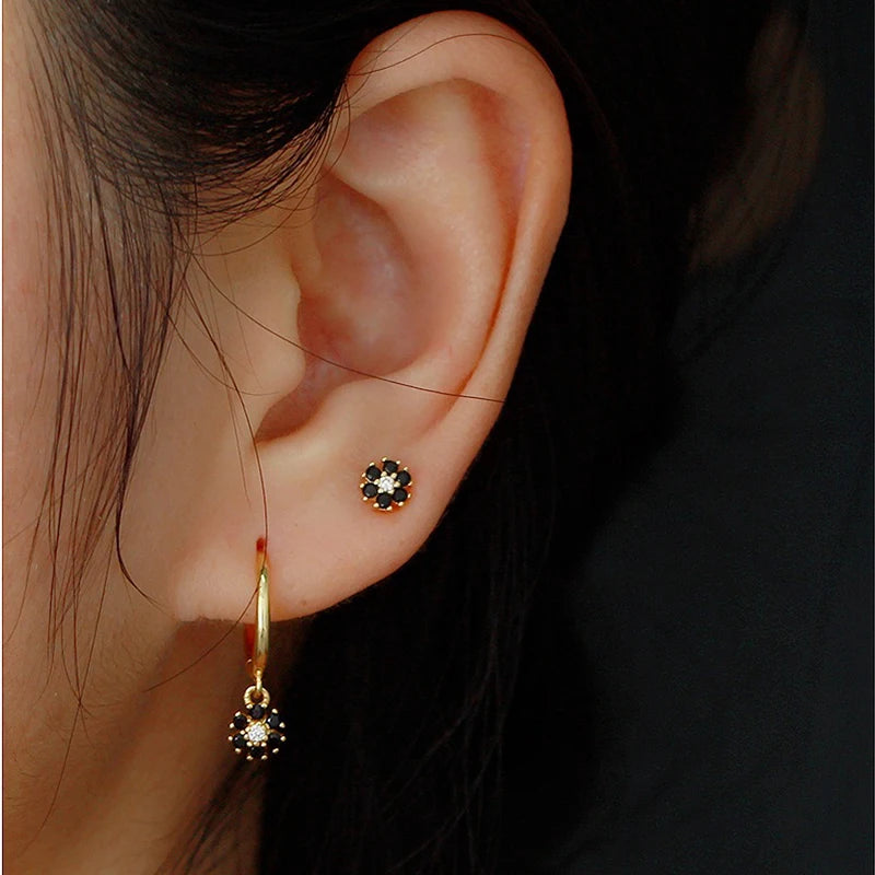 925 Silver Zircon Floral Drop Earrings for Women Wedding Jewelry