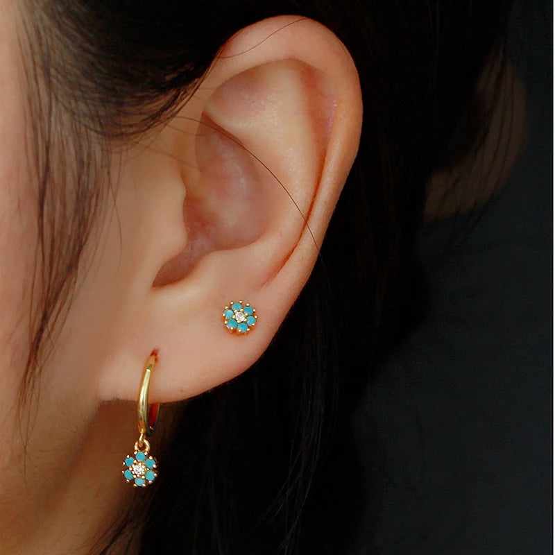 925 Silver Zircon Floral Drop Earrings for Women Wedding Jewelry