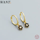 925 Silver Zircon Floral Drop Earrings for Women Wedding Jewelry