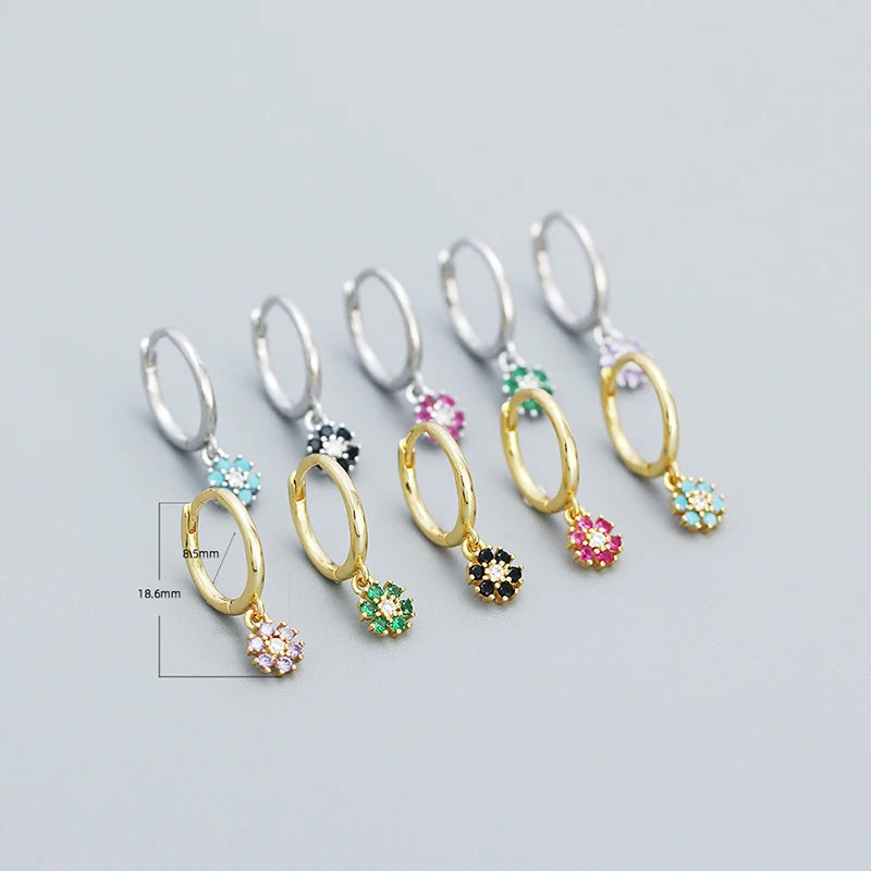 925 Silver Zircon Floral Drop Earrings for Women Wedding Jewelry