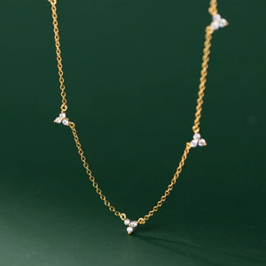 925 Silver Romantic Flower Charm Necklace Women Wedding Choker
