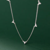925 Silver Romantic Flower Charm Necklace Women Wedding Choker