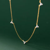 925 Silver Romantic Flower Charm Necklace Women Wedding Choker