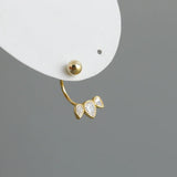 925 Silver Flower Zircon Stud Earrings Gold-plated Women Party Jewelry