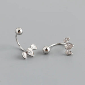 925 Silver Flower Zircon Stud Earrings Gold-plated Women Party Jewelry