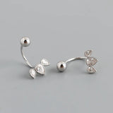 925 Silver Flower Zircon Stud Earrings Gold-plated Women Party Jewelry