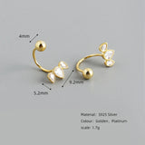 925 Silver Flower Zircon Stud Earrings Gold-plated Women Party Jewelry
