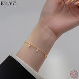 925 Silver Heart Charm Bracelet with Zircon Chain - Women's Party Jewelry