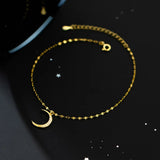 925 Silver Moon Pendant Lip Chain Anklet for Women Beach Party Foot Jewelry