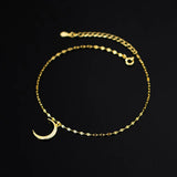 925 Silver Moon Pendant Lip Chain Anklet for Women Beach Party Foot Jewelry
