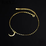 925 Silver Moon Pendant Lip Chain Anklet for Women Beach Party Foot Jewelry