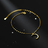 925 Silver Moon Pendant Lip Chain Anklet for Women Beach Party Foot Jewelry