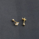 925 Silver Leaf Stud Earrings Crown Piercing Jewelry
