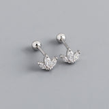 925 Silver Leaf Stud Earrings Crown Piercing Jewelry