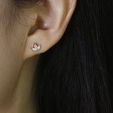925 Silver Leaf Stud Earrings Crown Piercing Jewelry