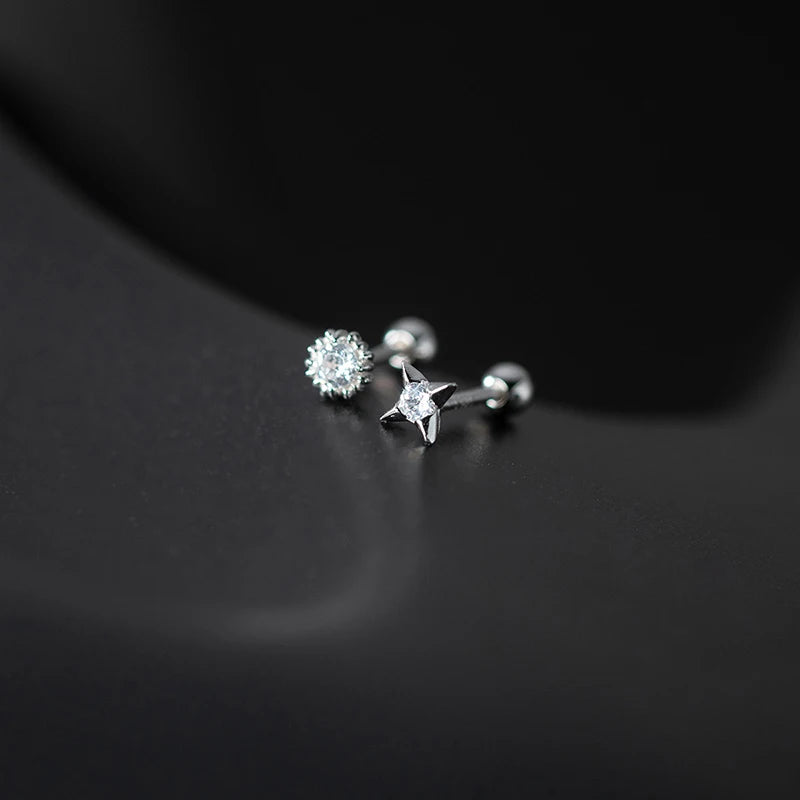 925 Silver Star Zircon Earrings for Women