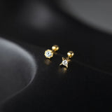 925 Silver Star Zircon Earrings for Women