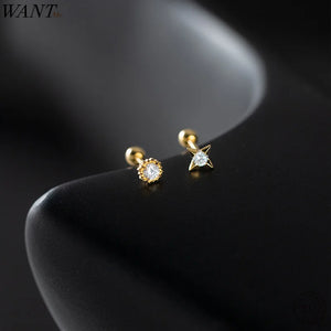 925 Silver Star Zircon Earrings for Women