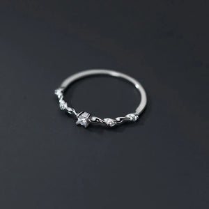925 Silver Zircon Twist Finger Ring Wedding Women Jewelry Gift