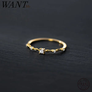 925 Silver Zircon Twist Finger Ring Wedding Women Jewelry Gift