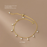 925 Silver Baroque Pearl Tassel Anklet for Women Wedding