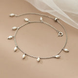 925 Silver Baroque Pearl Tassel Anklet for Women Wedding