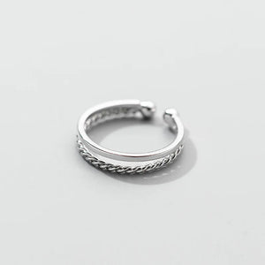 925 Sterling Silver Double Twist Wave Ring for Women