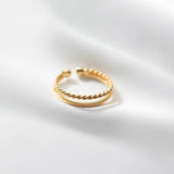 925 Sterling Silver Double Twist Wave Ring for Women