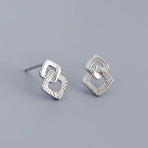925 Silver Geometric Stud Earrings Women