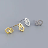925 Silver Geometric Stud Earrings Women