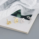 925 Silver Geometric Stud Earrings Women