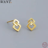925 Silver Geometric Stud Earrings Women