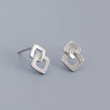 925 Silver Geometric Stud Earrings Women