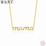 925 Silver Glossy Mama Mother's Choker Necklace Classic Party Jewelry
