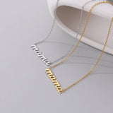 925 Silver Glossy Mama Mother's Choker Necklace Classic Party Jewelry