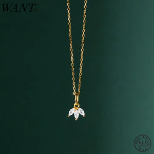 925 Silver Leaf Clavicle Necklace Women Charm Party Jewelry