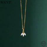 925 Silver Leaf Clavicle Necklace Women Charm Party Jewelry