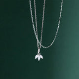 925 Silver Leaf Clavicle Necklace Women Charm Party Jewelry