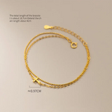 925 Silver Double Chain Cross Bead Bracelet for Women Charm Statement Jewelry