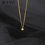 925 Silver Round Bead Chain Pendant Necklace 18k Plated Jewelry